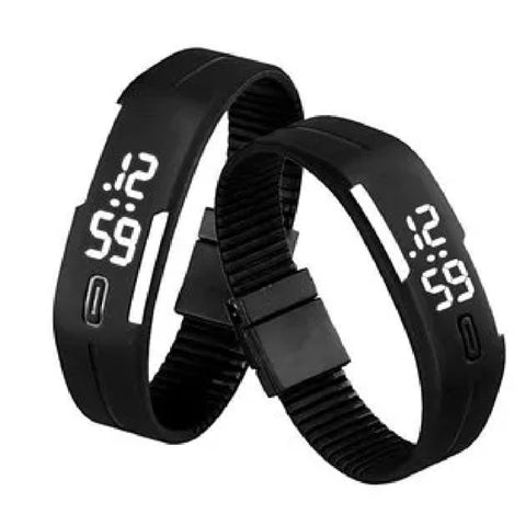 Reloj Digital Blanco y Negro de Pulsera - Hora Exacta