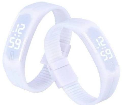 Reloj Digital Blanco y Negro de Pulsera - Hora Exacta
